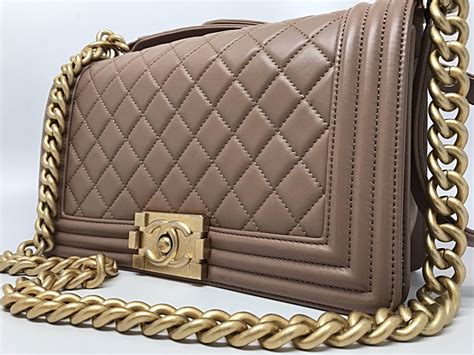 chanel boy bag dark beige|Chanel boyfriend bag.